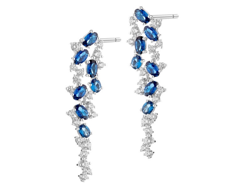 Rhodium Plated Silver Dangling Earring with Cubic Zirconia