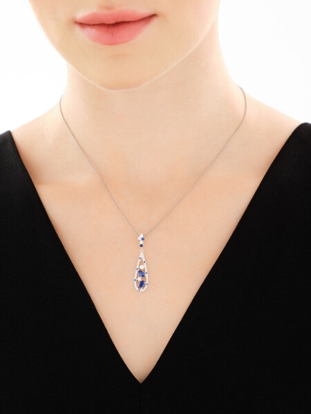 Rhodium Plated Silver Pendant with Cubic Zirconia
