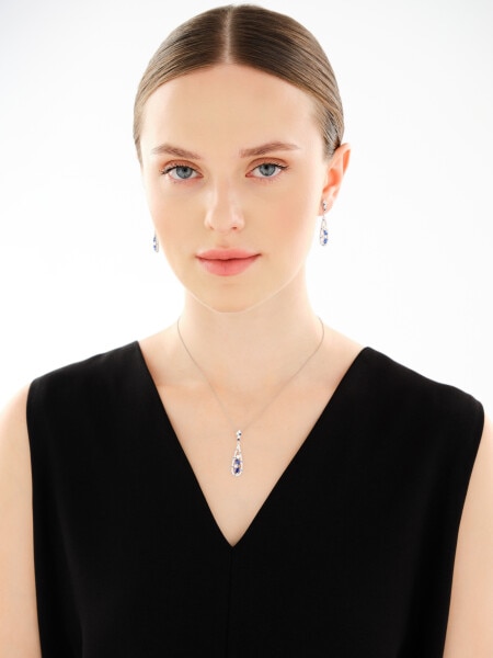 Rhodium Plated Silver Pendant with Cubic Zirconia