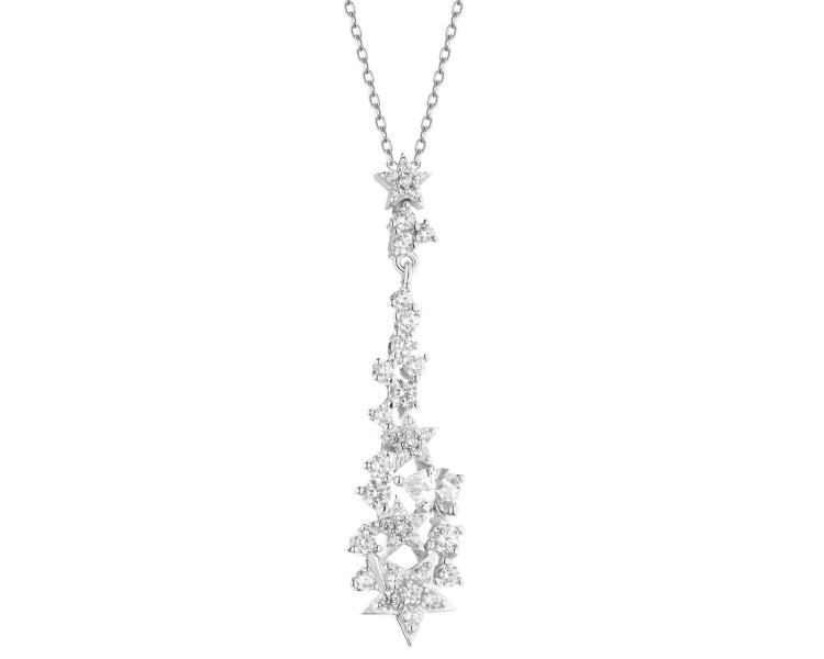 Rhodium Plated Silver Pendant with Cubic Zirconia