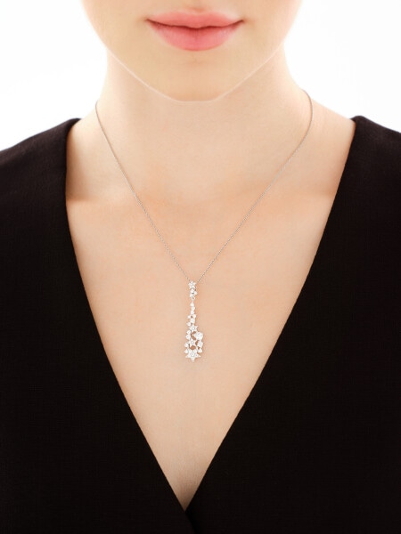 Rhodium Plated Silver Pendant with Cubic Zirconia