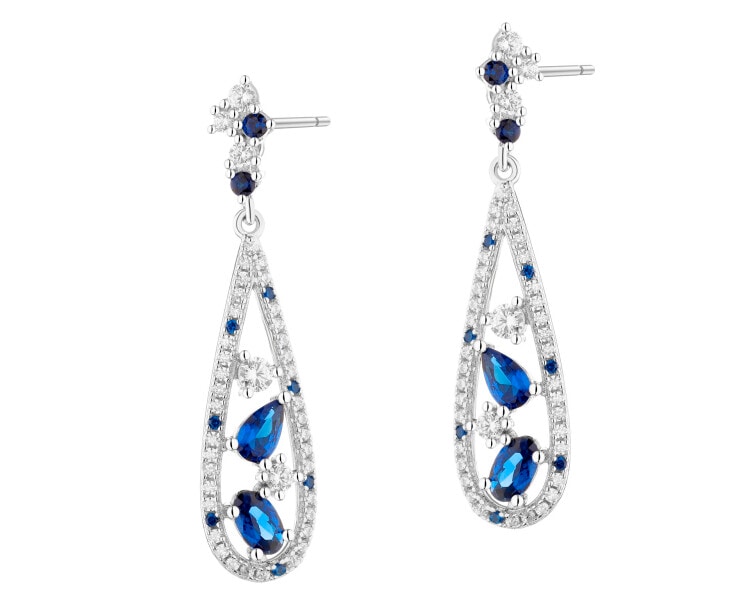 Rhodium Plated Silver Dangling Earring with Cubic Zirconia