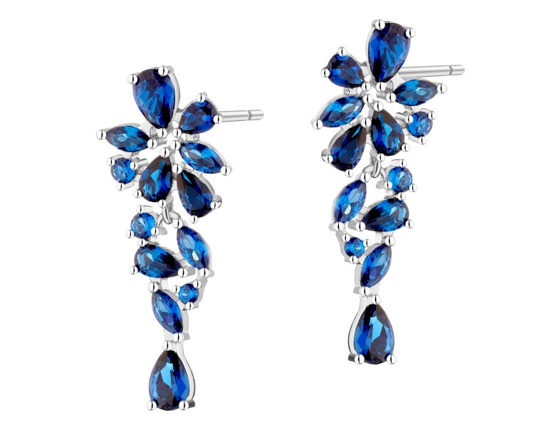 Rhodium Plated Silver Dangling Earring with Cubic Zirconia