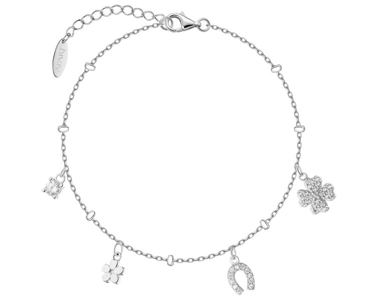 Rhodium Plated Silver Bracelet with Cubic Zirconia