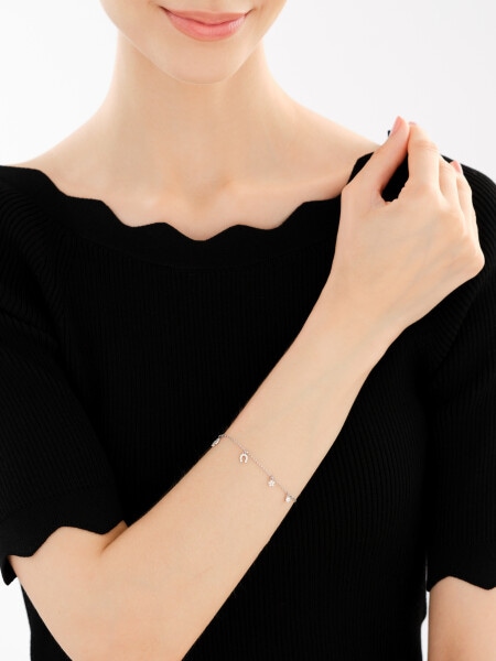 Rhodium Plated Silver Bracelet with Cubic Zirconia