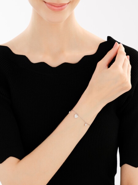 Bransoletka srebrna z cyrkoniami - serca