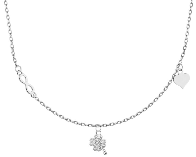 Rhodium Plated Silver Necklace with Cubic Zirconia