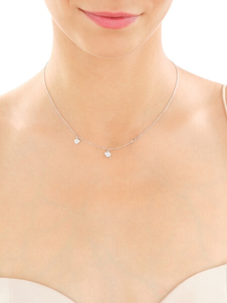 Rhodium Plated Silver Necklace with Cubic Zirconia