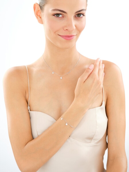 Rhodium Plated Silver Necklace with Cubic Zirconia