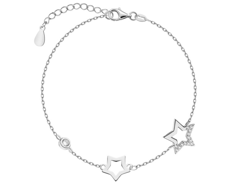 Rhodium Plated Silver Bracelet with Cubic Zirconia