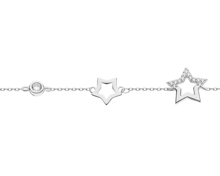 Bransoletka srebrna z cyrkoniami - gwiazdy