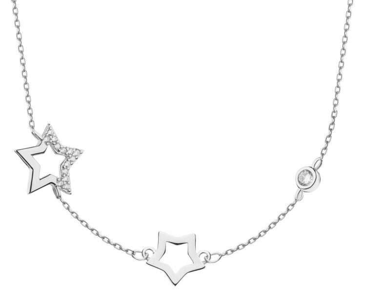 Naszyjnik srebrny z cyrkoniami - gwiazdy