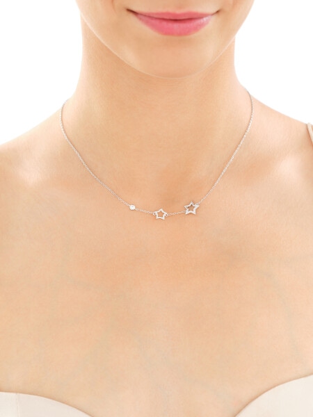 Naszyjnik srebrny z cyrkoniami - gwiazdy