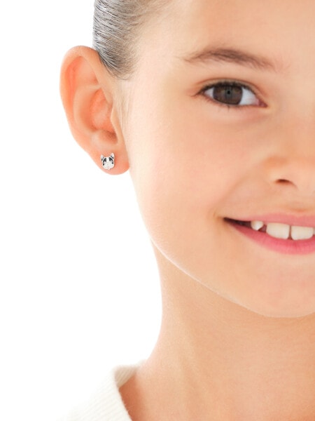 Stříbrné náušnice se smaltem - psi