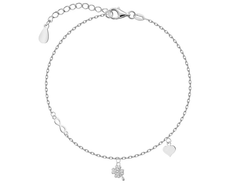 Rhodium Plated Silver Bracelet with Cubic Zirconia