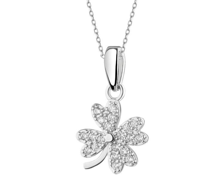 Rhodium Plated Silver Pendant with Cubic Zirconia