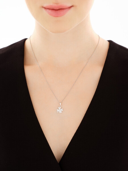 Rhodium Plated Silver Pendant with Cubic Zirconia