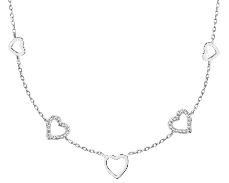 Rhodium Plated Silver Necklace with Cubic Zirconia