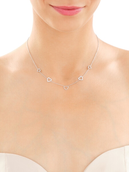 Rhodium Plated Silver Necklace with Cubic Zirconia