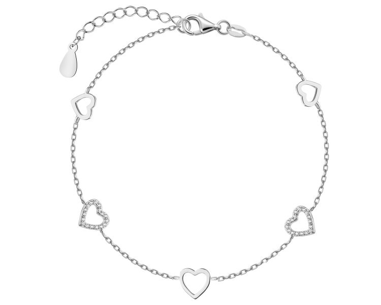 Rhodium Plated Silver Bracelet with Cubic Zirconia