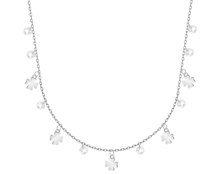 Rhodium Plated Silver Necklace with Cubic Zirconia
