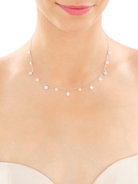 Rhodium Plated Silver Necklace with Cubic Zirconia