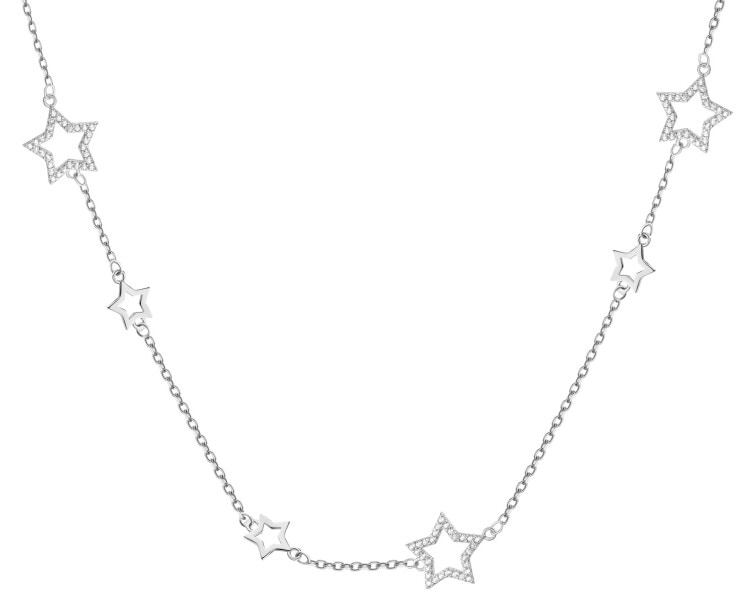Naszyjnik srebrny z cyrkoniami - gwiazdy