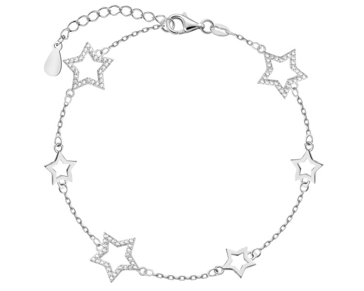 Rhodium Plated Silver Bracelet with Cubic Zirconia