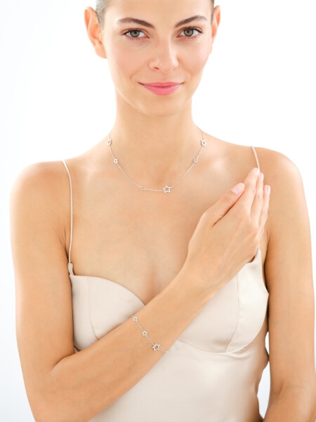 Rhodium Plated Silver Bracelet with Cubic Zirconia