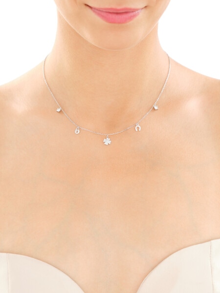 Rhodium Plated Silver Necklace with Cubic Zirconia