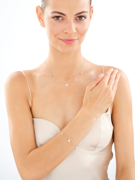 Rhodium Plated Silver Necklace with Cubic Zirconia