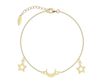 Pozlacený stříbrný náramek - hvězdy, měsíc