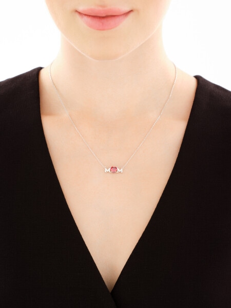 Rhodium Plated Silver Necklace with Cubic Zirconia