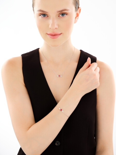 Rhodium Plated Silver Necklace with Cubic Zirconia