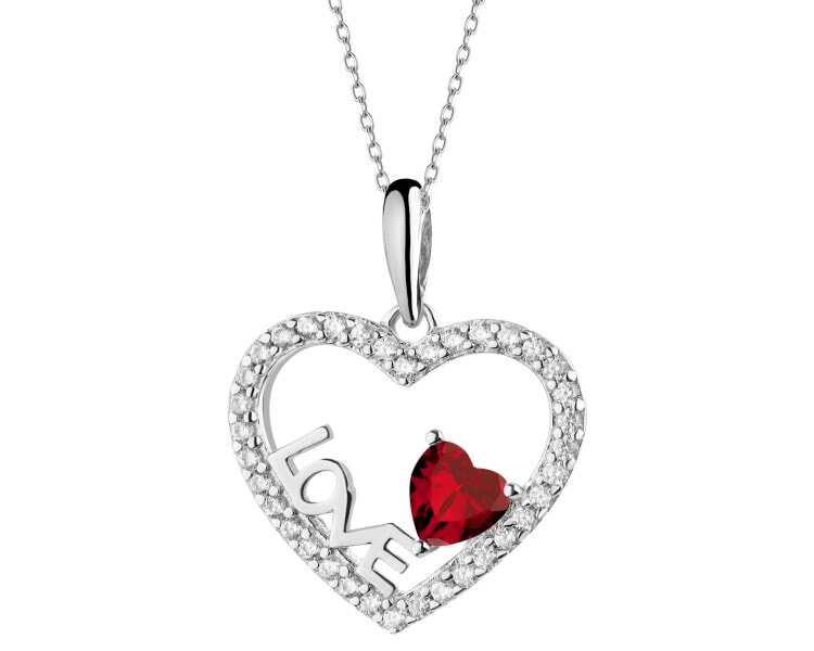 Rhodium Plated Silver Pendant with Cubic Zirconia