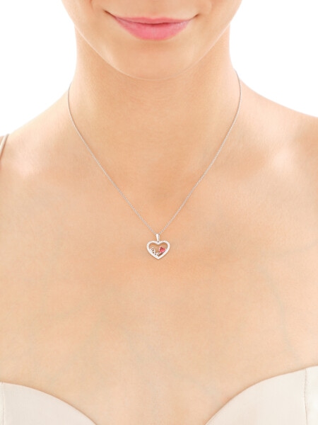 Rhodium Plated Silver Pendant with Cubic Zirconia