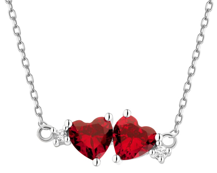 Rhodium Plated Silver Necklace with Cubic Zirconia