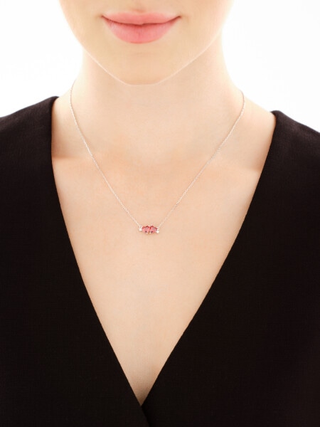 Rhodium Plated Silver Necklace with Cubic Zirconia