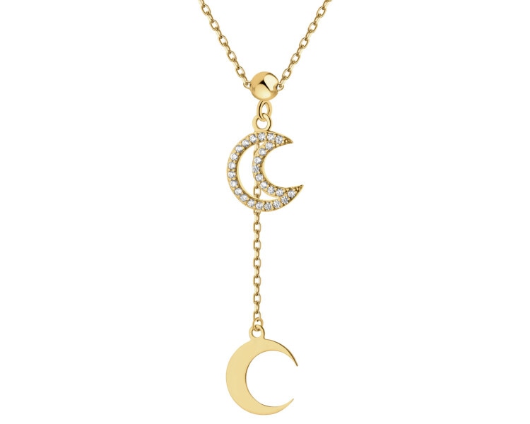 Naszyjnik srebrny z cyrkoniami - Księżyce