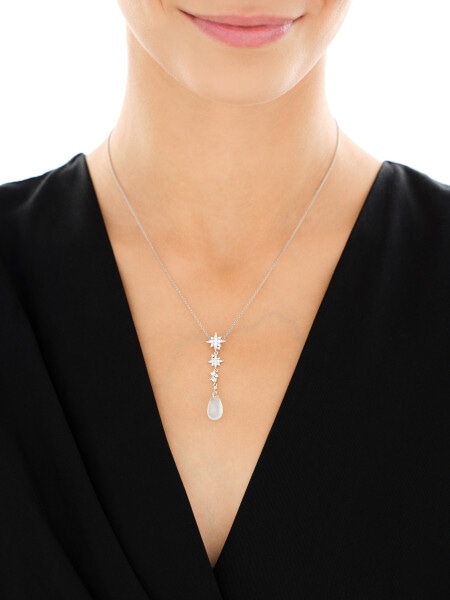 Stříbrný přívěsek se zirkony a broušeným sklem