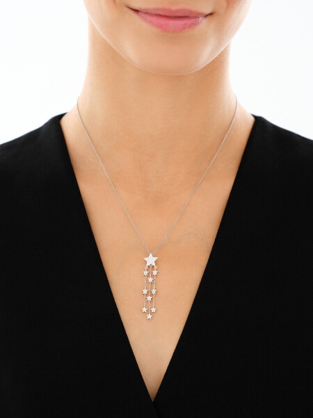 Rhodium Plated Silver Pendant with Cubic Zirconia