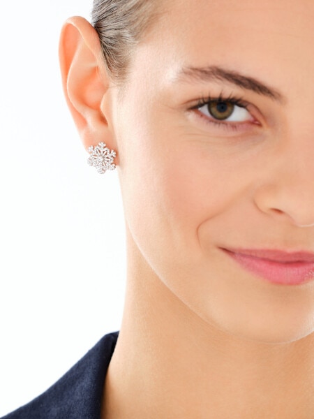 Kolczyki srebrne z cyrkoniami - śnieżynki