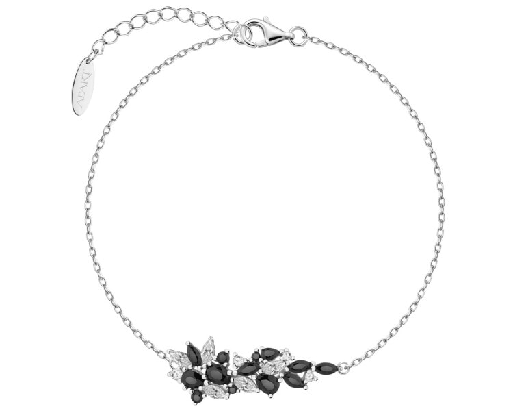 Rhodium Plated Silver Bracelet with Cubic Zirconia