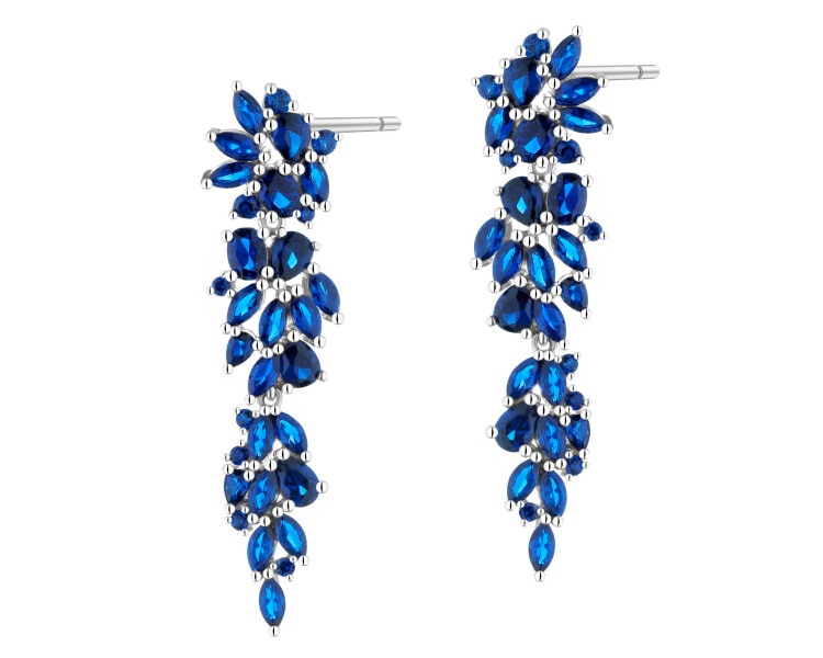 Rhodium Plated Silver Dangling Earring with Cubic Zirconia