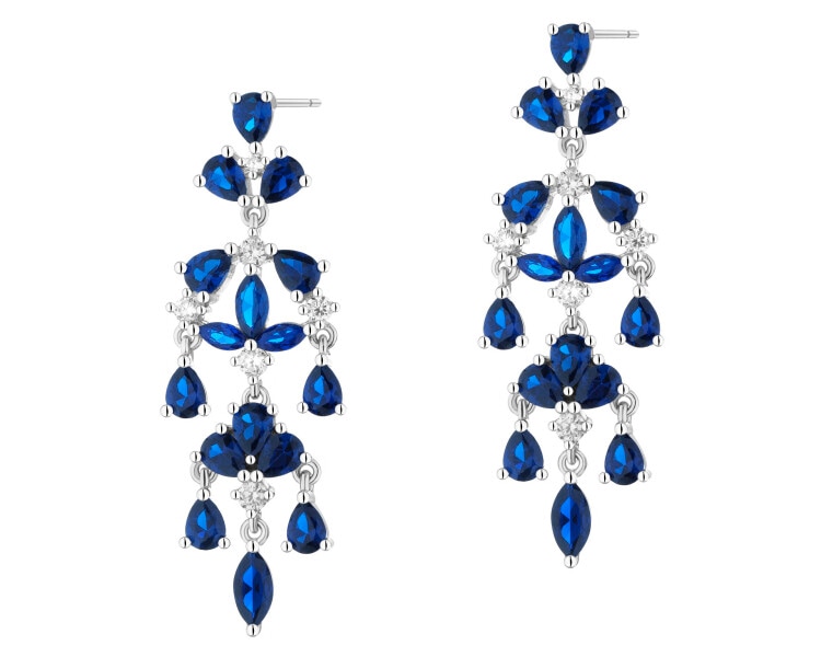 Rhodium Plated Silver Dangling Earring with Cubic Zirconia