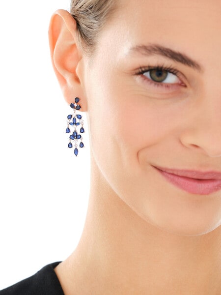 Rhodium Plated Silver Dangling Earring with Cubic Zirconia