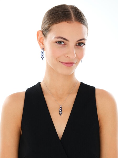 Rhodium Plated Silver Dangling Earring with Cubic Zirconia