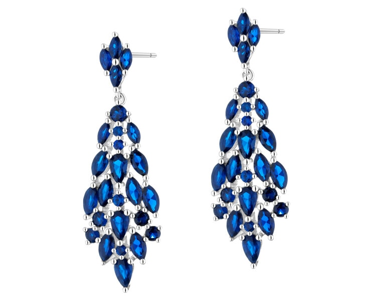 Rhodium Plated Silver Dangling Earring with Cubic Zirconia