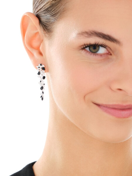 Rhodium Plated Silver Dangling Earring with Cubic Zirconia