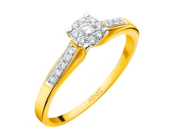 Yellow gold ring with brilliants 0,19 ct - fineness 14 K